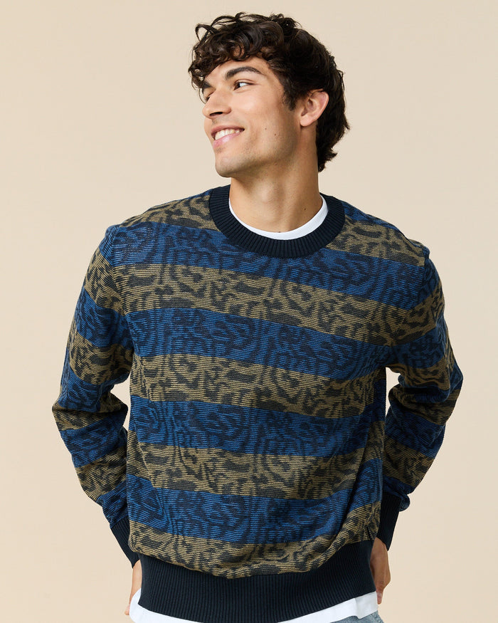 Tonal Striped Sweater Blue Black Tonal Stripe