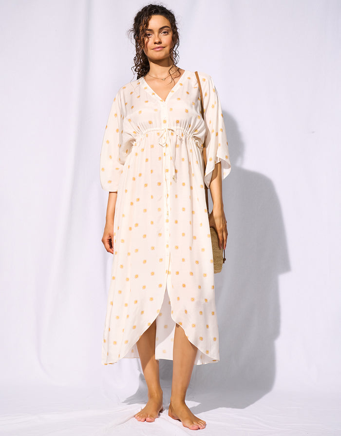 Watercult Treasured Trove Buttoned Dress - Sunny Cloud - Simply Beach UK