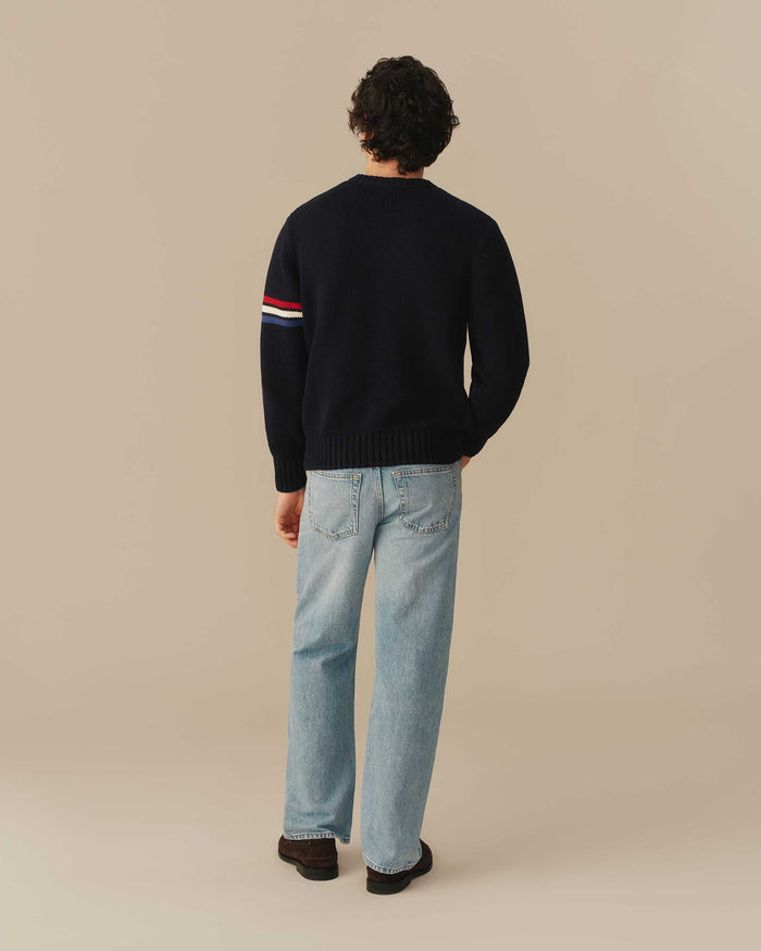 USA Flag Crewneck Sweater Navy