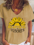 V-neck Casual Print T-shirt