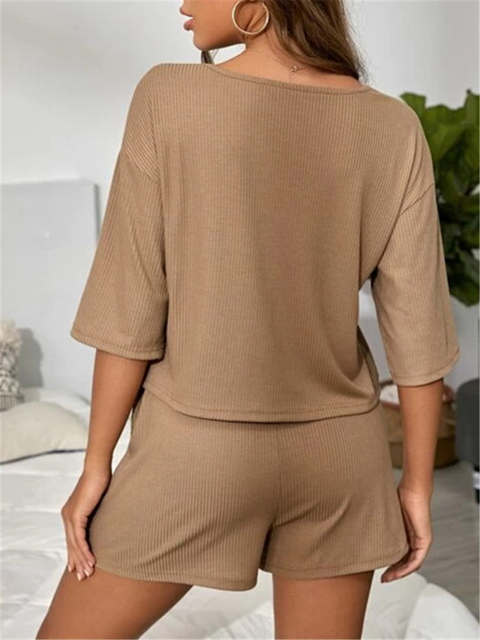 V-neck Clear Color Loose Suit