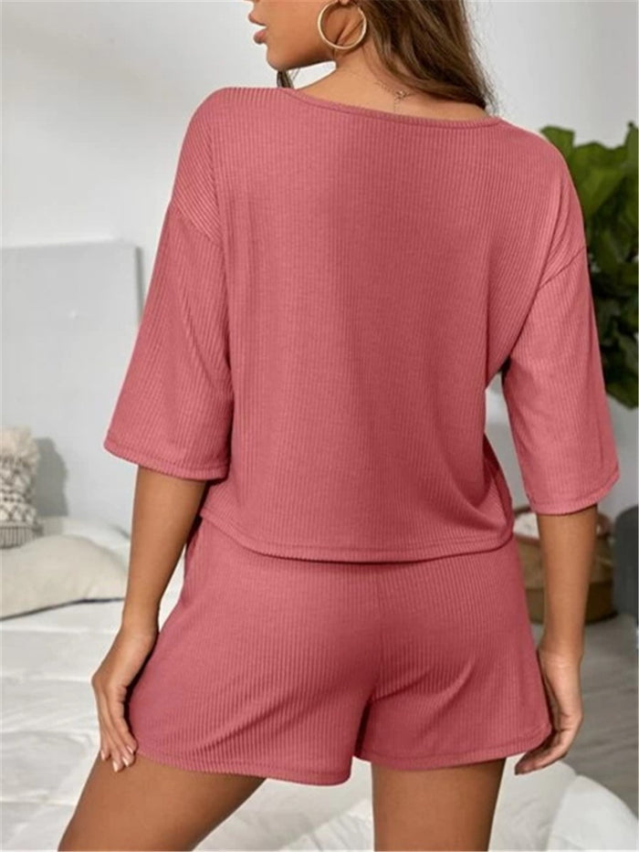V-neck Clear Color Loose Suit