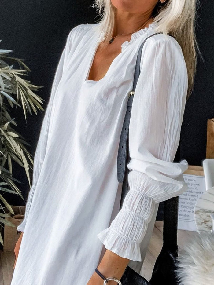 V-Neck Lace Long Sleeve Dress