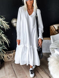 V-Neck Lace Long Sleeve Dress
