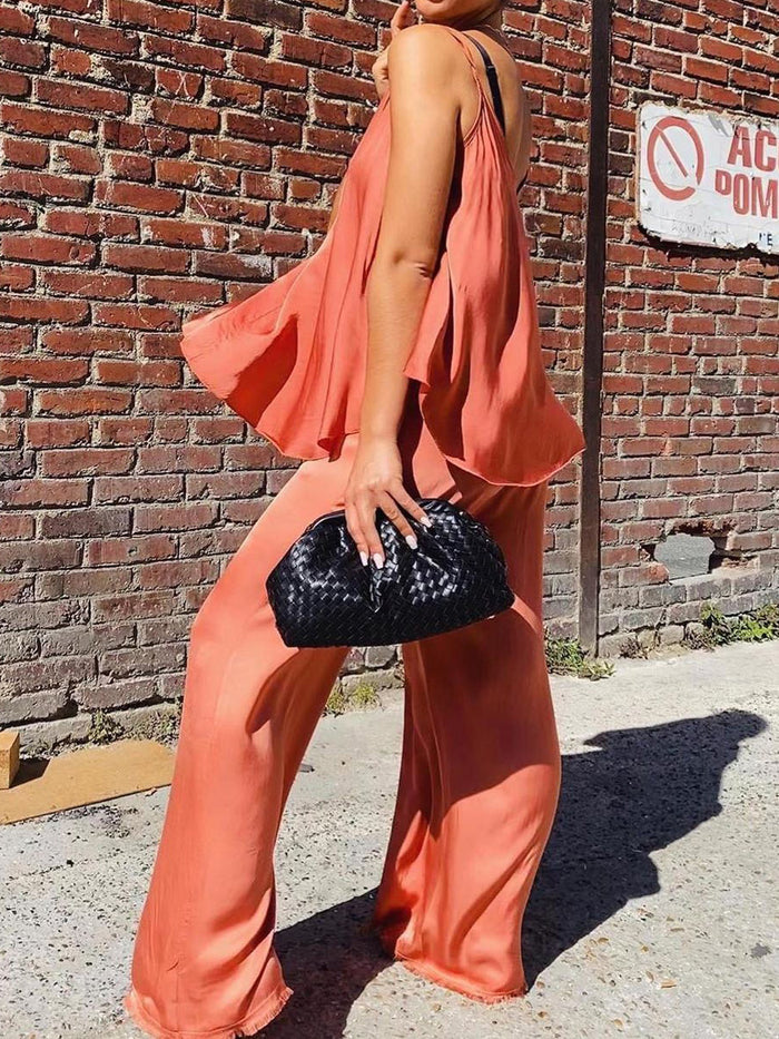 V-neck Solid Color Vest Loose Suit