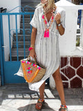 V-Neck Stripe Casual Dress