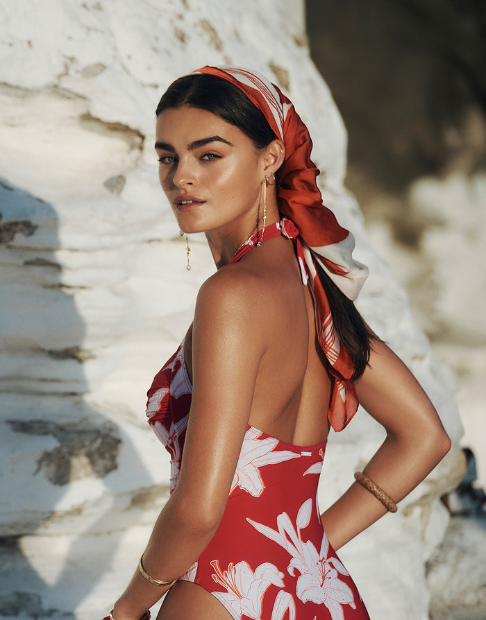 Sea Level Veridian Twist Front Halter Multifit Swimsuit - Ruby - Simply Beach UK
