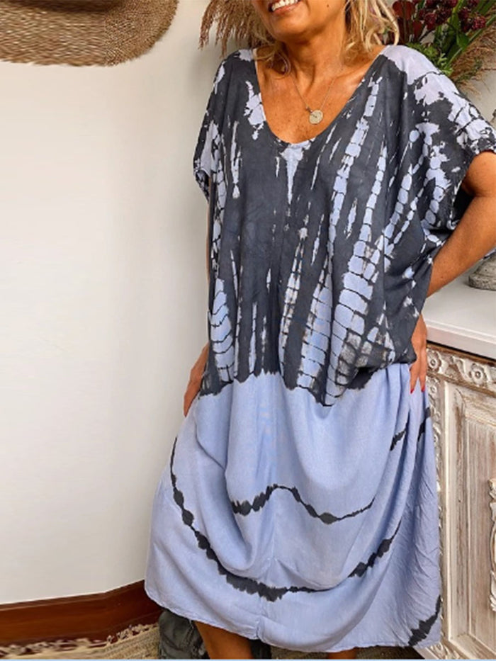 Vintage Bohemian Tie Dye Dress
