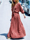 Vintage Elegant V-Neck Maxi Dress
