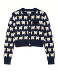 Warm & Wonderful Cotton Cropped Sheep Cardigan Navy Navy / XL