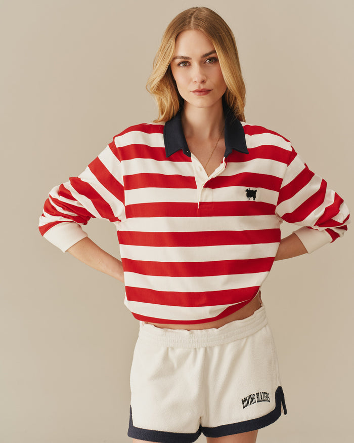 Warm & Wonderful Cotton Sheep Stripe Rugby Red