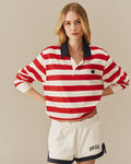 Warm & Wonderful Cotton Sheep Stripe Rugby Red