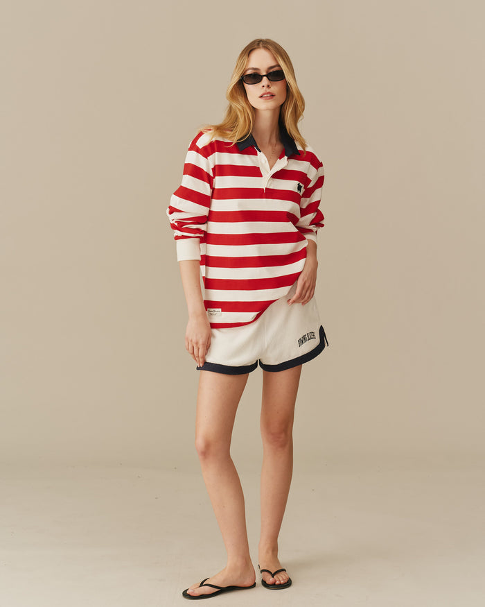 Warm & Wonderful Cotton Sheep Stripe Rugby Red