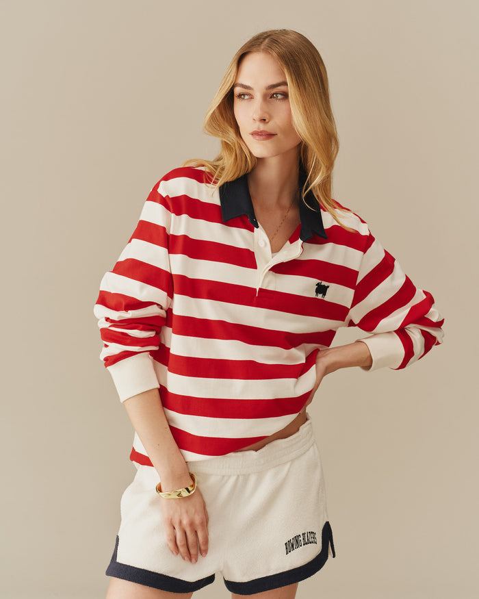 Warm & Wonderful Cotton Sheep Stripe Rugby Red