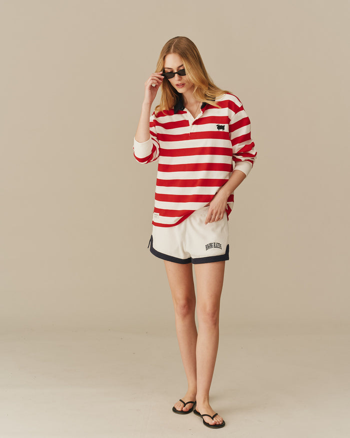Warm & Wonderful Cotton Sheep Stripe Rugby Red