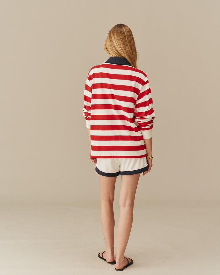 Warm & Wonderful Cotton Sheep Stripe Rugby Red