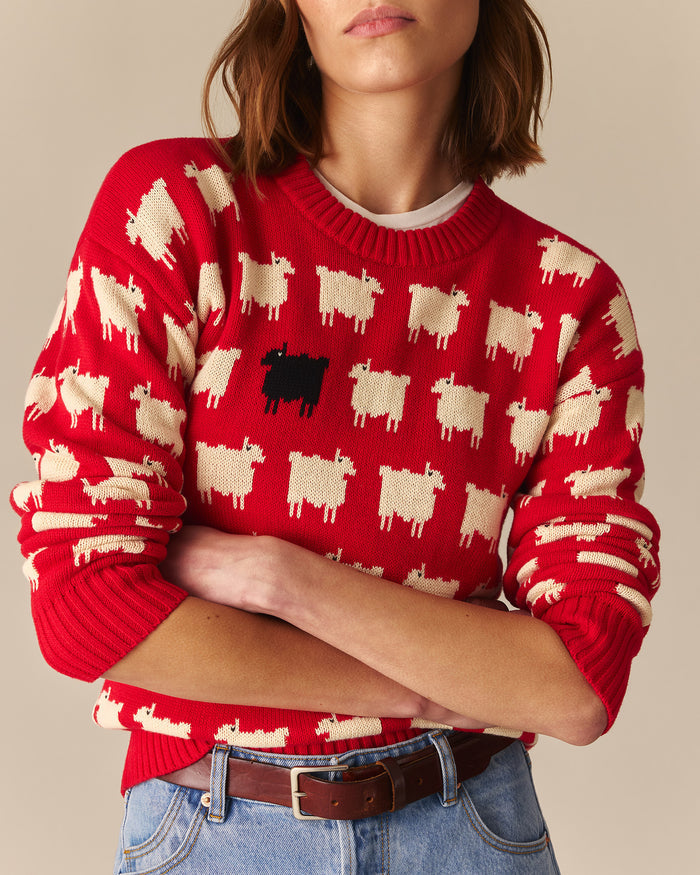 Warm & Wonderful Fitted "Diana Edition" Cotton Sheep Sweater