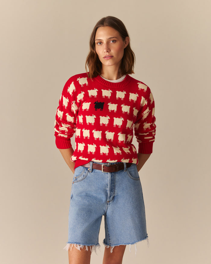 Warm & Wonderful Fitted "Diana Edition" Cotton Sheep Sweater
