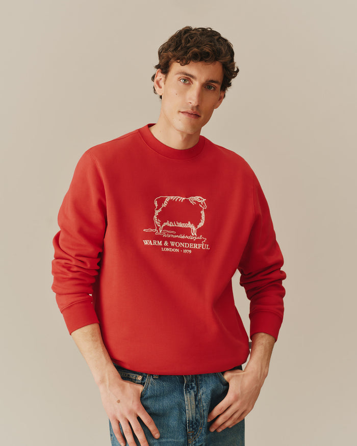 Warm & Wonderful Sheep Crewneck Red