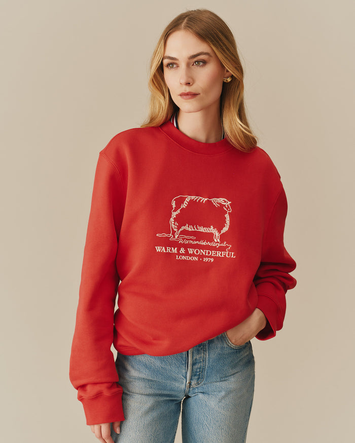Warm & Wonderful Sheep Crewneck Red