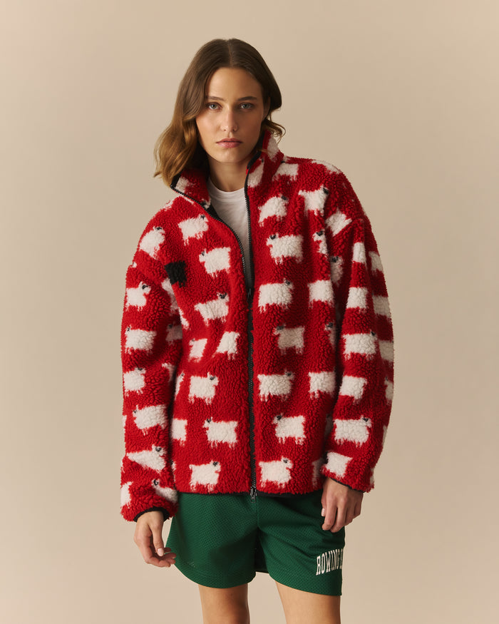 Warm & Wonderful Sheep Sherpa Jacket Diana Red