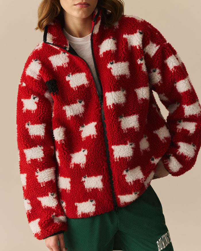 Warm & Wonderful Sheep Sherpa Jacket Diana Red