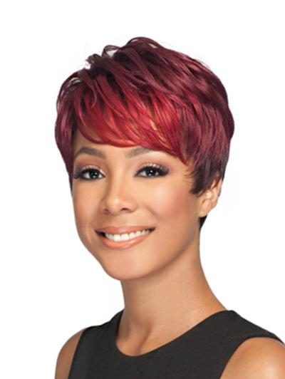 Wine Red Ombre Side Bangs Fashion Synthetic Wigs