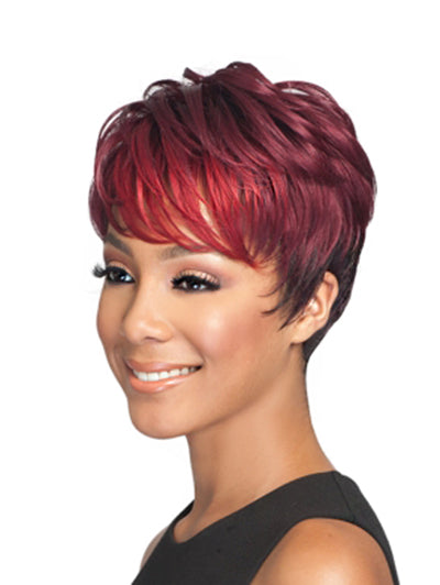 Wine Red Ombre Side Bangs Fashion Synthetic Wigs