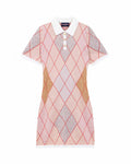 Women's Argyle Sweater Dress Camel Argyle