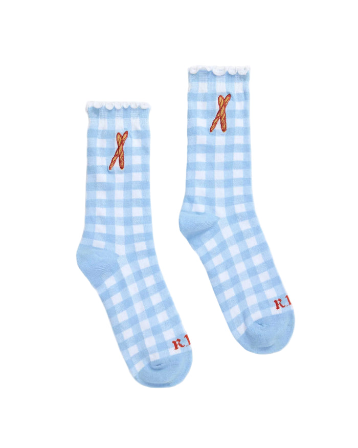 Women's Baguette Socks Blue/White Gingham