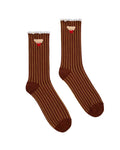 Women's Bear Striped Socks Brown