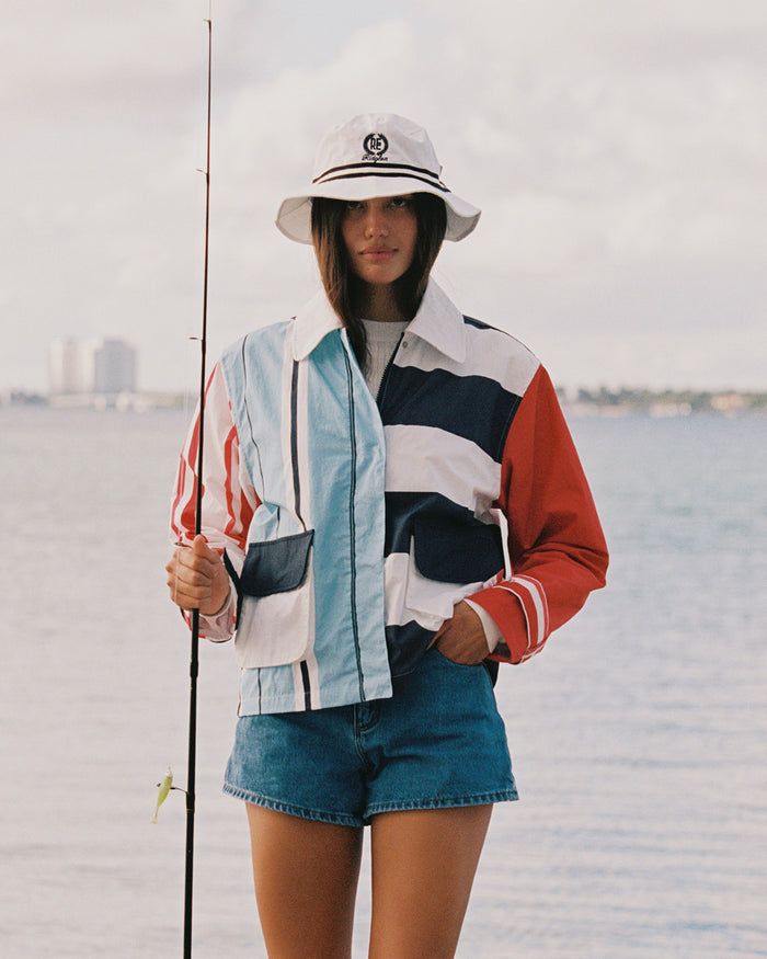 Women's Blocked Nylon Utility Jacket Blue Multi