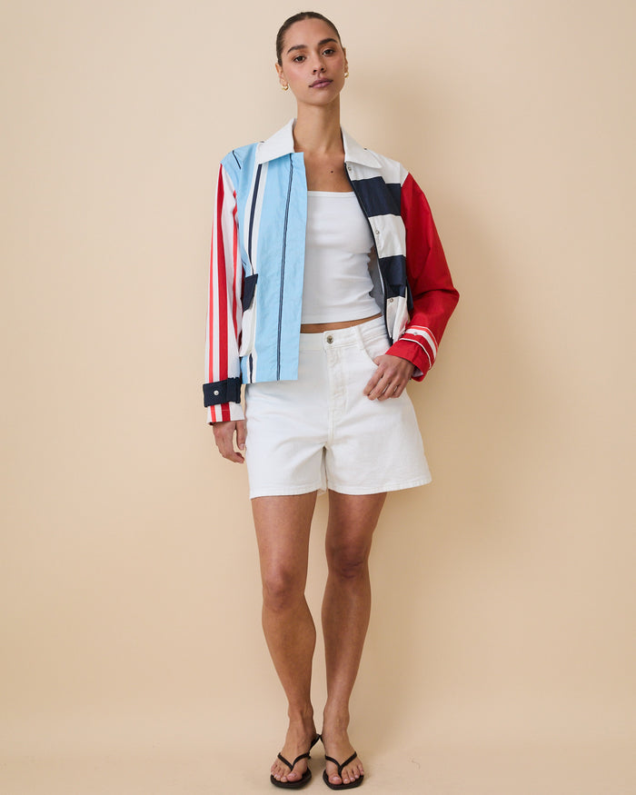 Women's Blocked Nylon Utility Jacket Blue Multi