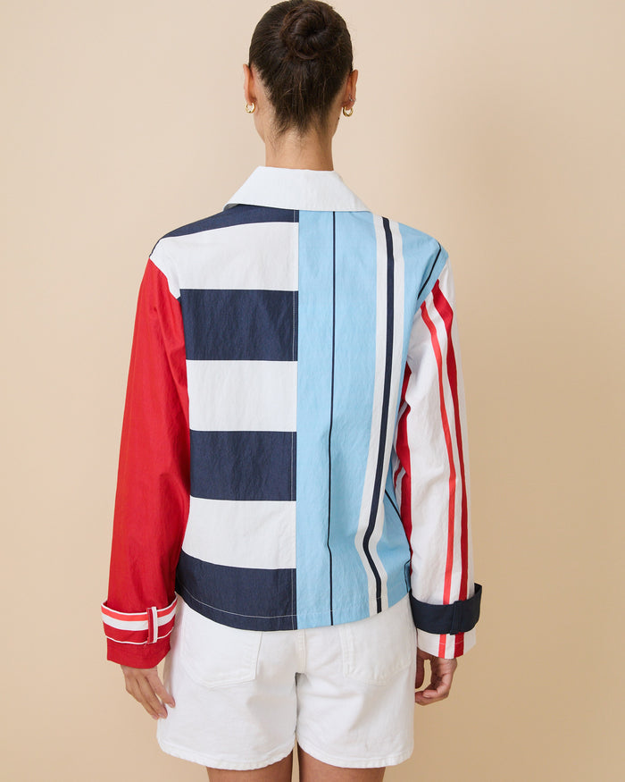 Women's Blocked Nylon Utility Jacket Blue Multi