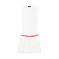Women's Bow Neck Drop Waist Dress White