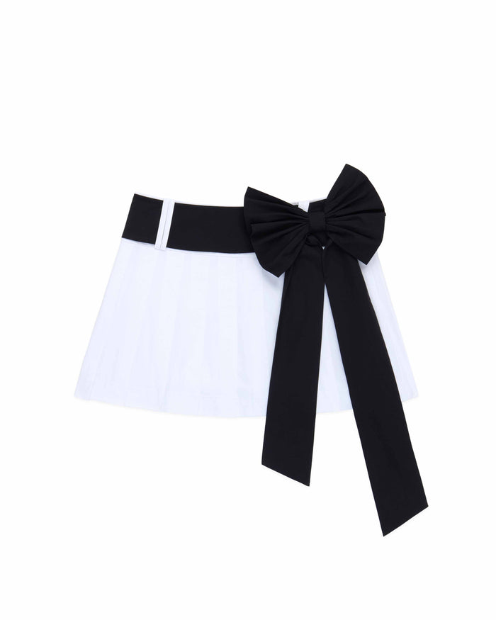 Women's Bow Pleated Skirt White