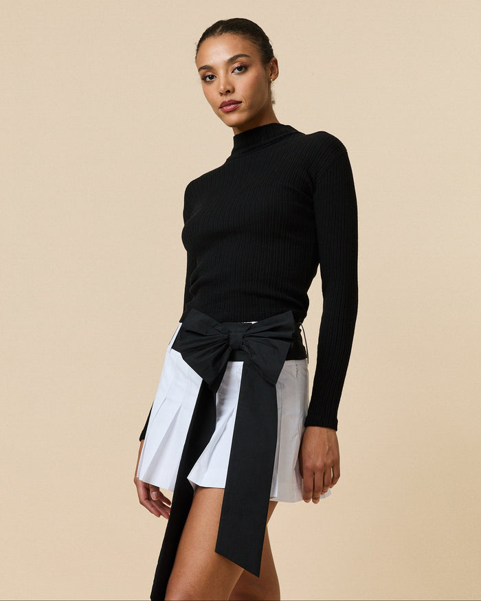 Women's Bow Pleated Skirt White