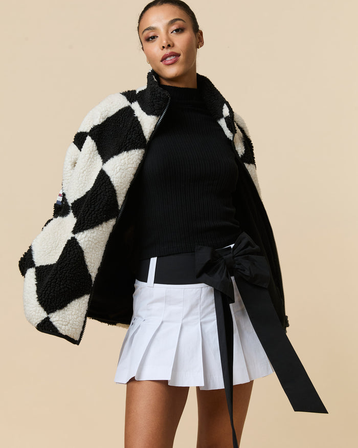 Women's Bow Pleated Skirt White
