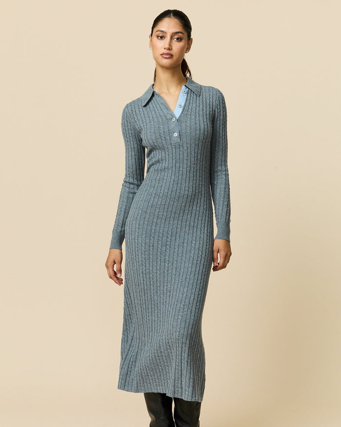 Women's Cable Cardigan Dress Heather Gray