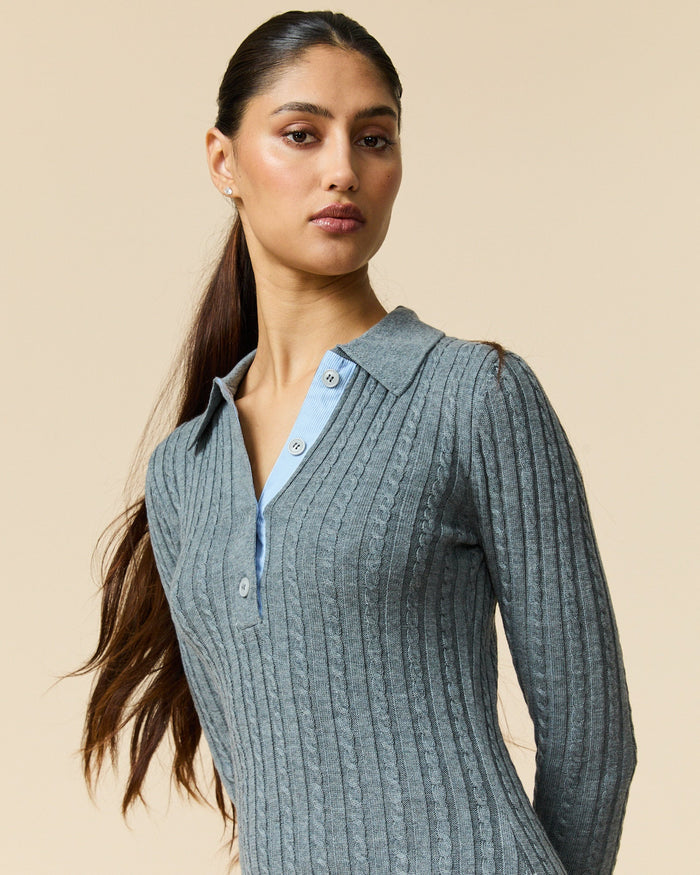 Women's Cable Cardigan Dress Heather Gray