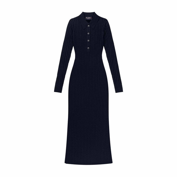 Women's Cable Cardigan Dress Navy