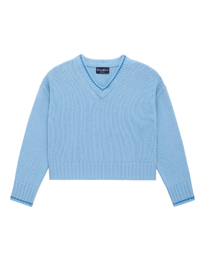Women's Cashmere Callie V Neck Sweater Sky Blue