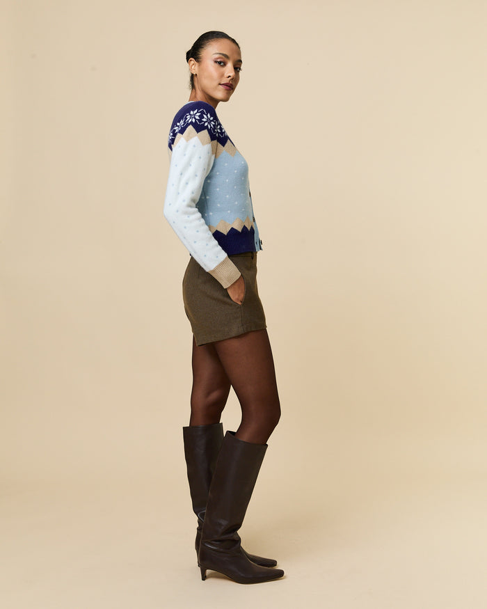 Women's Cashmere Holiday Fairisle Cardigan Blue