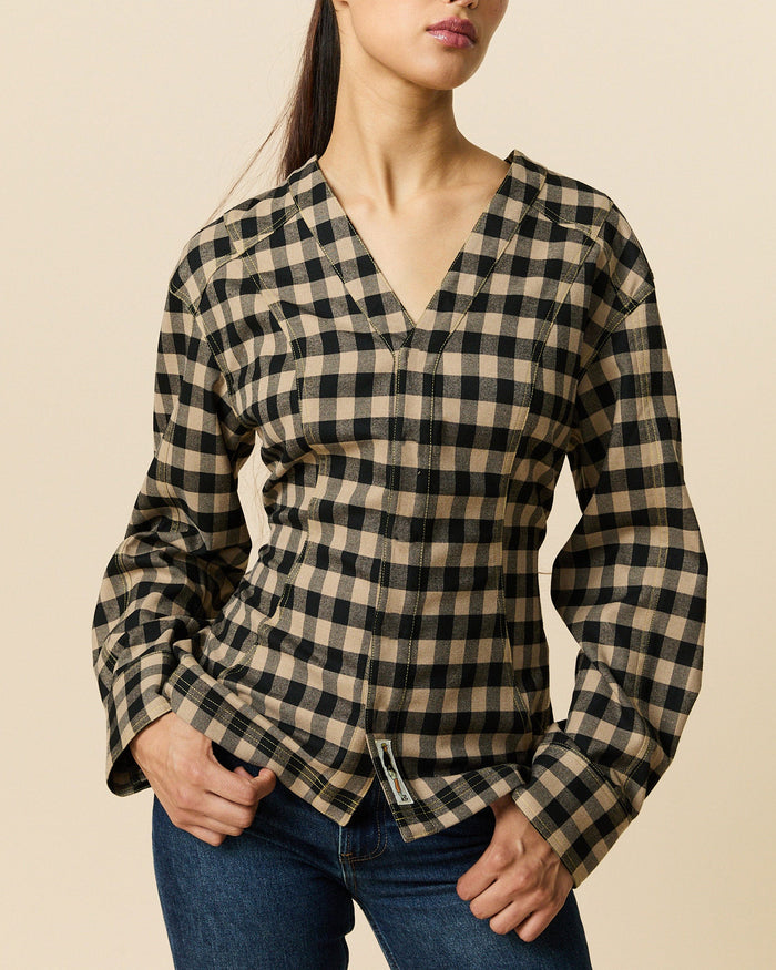 Women's Check Riding Jacket Brown Black Check