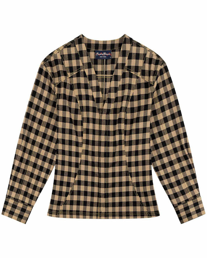 Women's Check Riding Jacket Brown Black Check