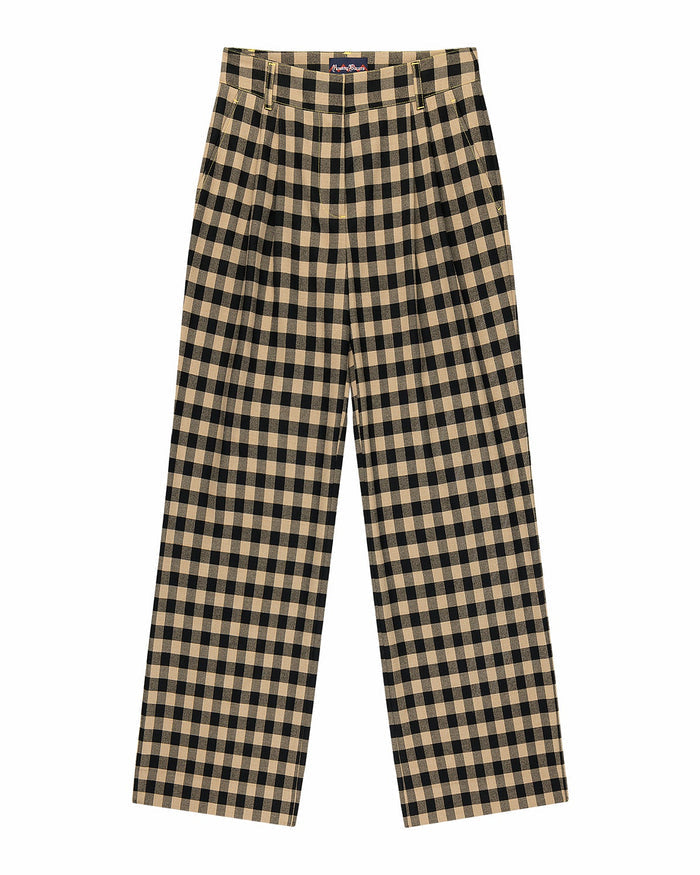 Women's Check Trousers Brown Black Check