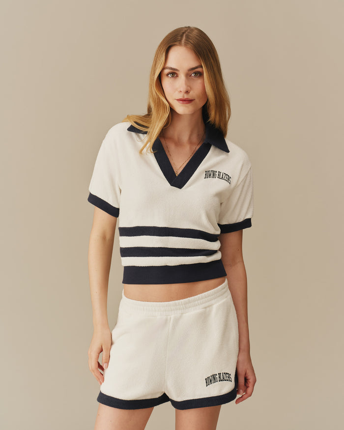 Women's Collegiate Arch Terry Polo White White / XS