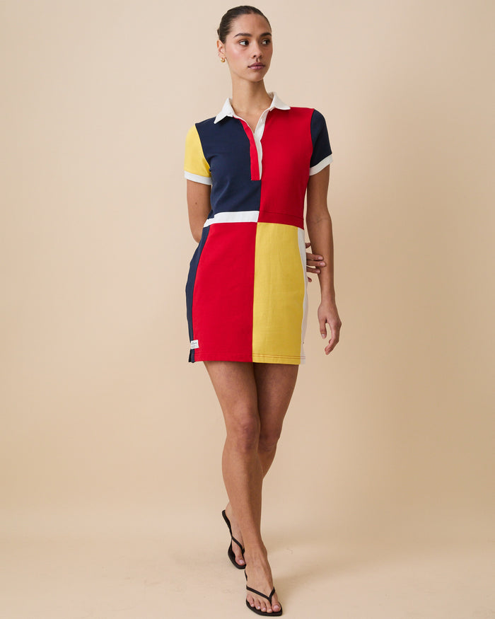 Women's Color Block Rugby Dress Primary Colorblock