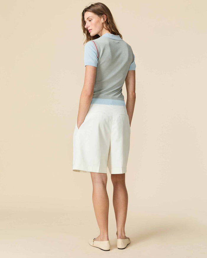 Women's Contrast Knit Layered Polo Blue