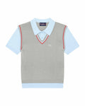 Women's Contrast Knit Layered Polo Blue